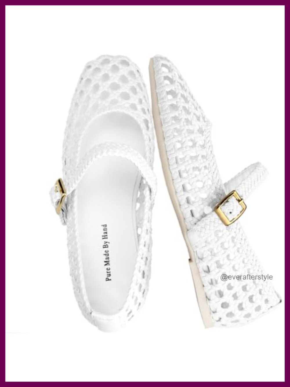 Hand Woven Ballet Flats Adjustable Buckle Strap Mary Jane Square Toe Comfortable